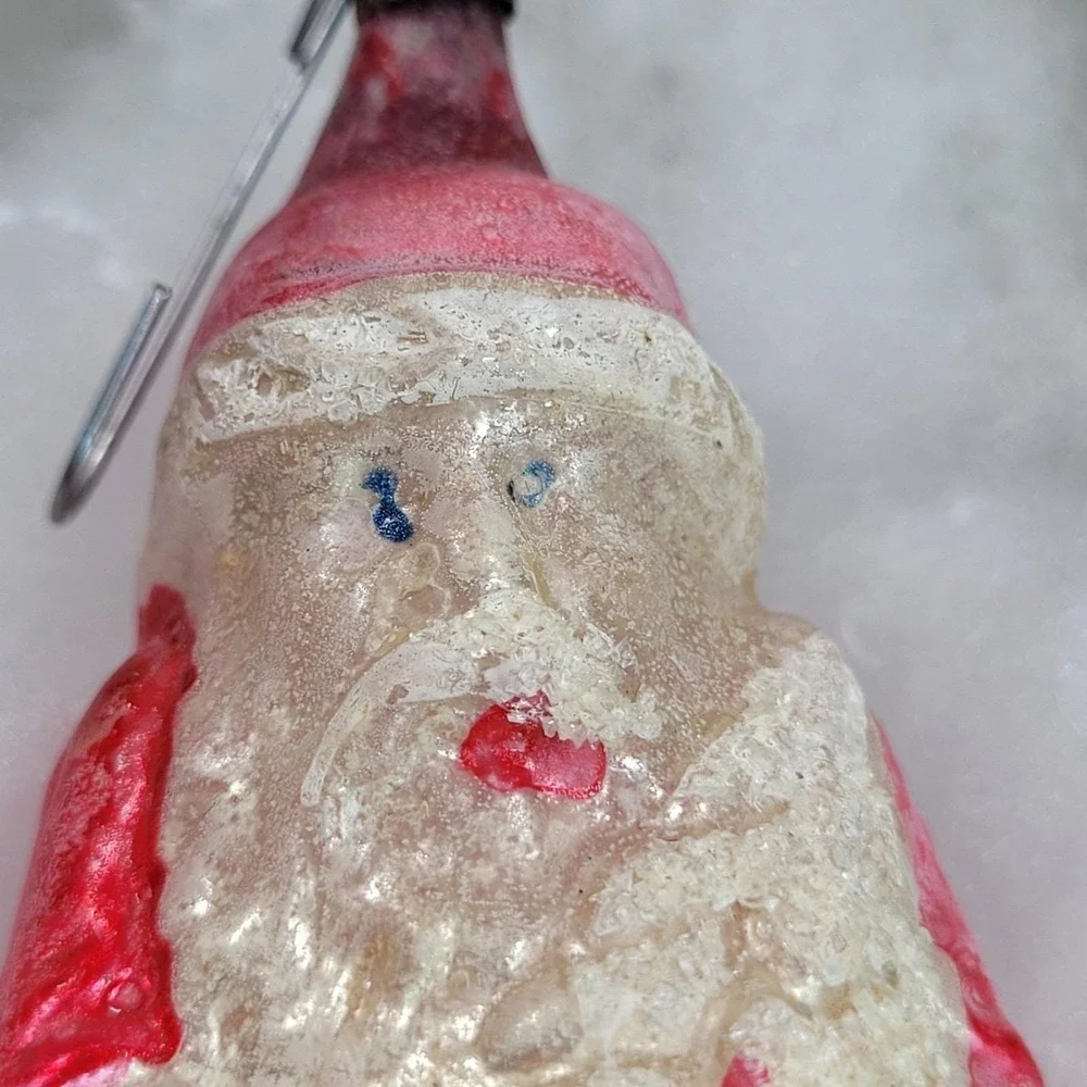 German Mercury Glass‎ Santa Claus Christmas Ornament Hand Blown Painted Antique